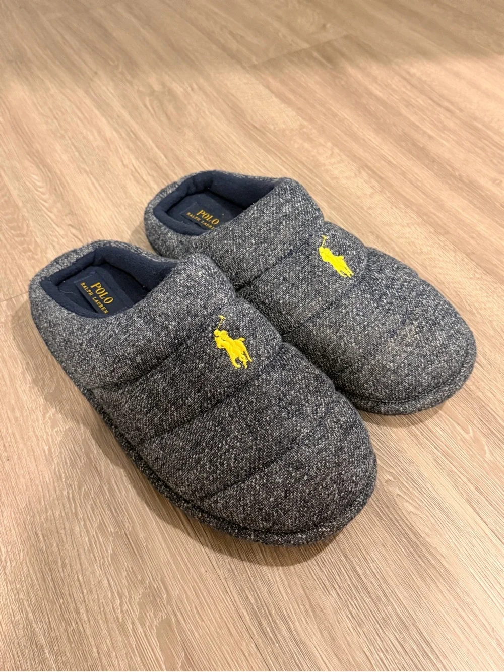 Polo Ralph Lauren Quilted House Slippers Gray Heathered Men's Size 11